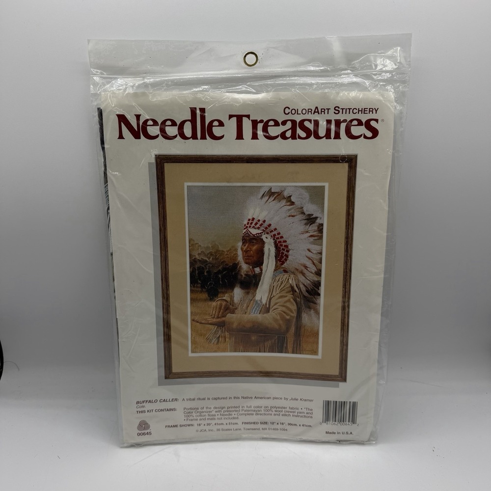 Needle Treasures Buffalo Caller Crewel Embroidery Stitchery Kit Indian Chief